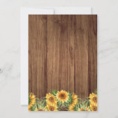 Rustic Sunflower String Lights Wedding Kaart (Achterkant)