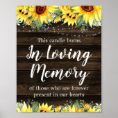 Rustic Sunflower String Lights Wedding Memorial Poster (Voorkant)