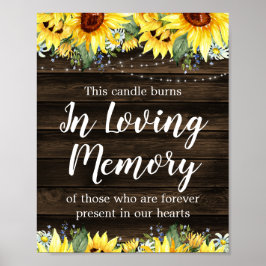 Rustic Sunflower String Lights Wedding Memorial Poster