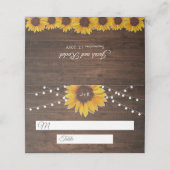 Rustic Sunflower String Lights Wedding Plaatskaartje (Buitenkant ongevouwen)