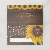 Rustic Sunflower String Lights Wedding Place Card Plaatskaartje (Buitenkant ongevouwen)