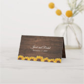 Rustic Sunflower String Lights Wedding Place Card Plaatskaartje (Achterkant)