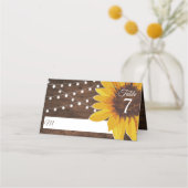 Rustic Sunflower String Lights Wedding Place Card Plaatskaartje (Voorkant)
