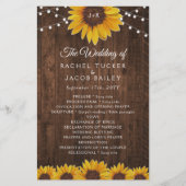 Rustic Sunflower String Lights Wedding Programme (Voorkant)