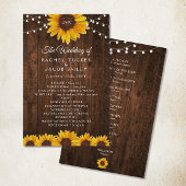 Rustic Sunflower String Lights Wedding Programme