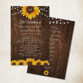 Rustic Sunflower String Lights Wedding Programme