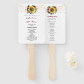 Rustic Sunflower String Lights Wedding Programme Handwaaier (Voorkant en achterkant)