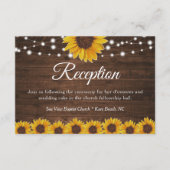 Rustic Sunflower String Lights Wedding Reception Informatiekaartje (Voorkant)