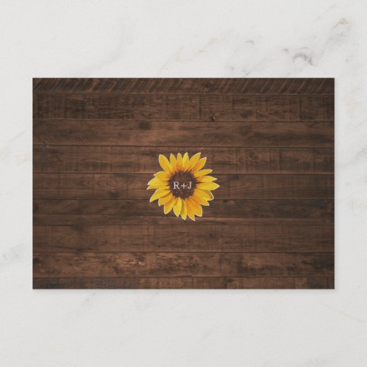 Rustic Sunflower String Lights Wedding Reception Informatiekaartje (Achterkant)