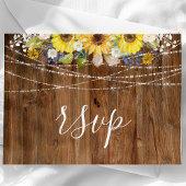 Rustic Sunflower String Lights Wedding RSVP Briefkaart