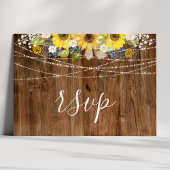 Rustic Sunflower String Lights Wedding RSVP Briefkaart