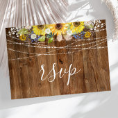 Rustic Sunflower String Lights Wedding RSVP Briefkaart
