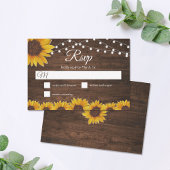 Rustic Sunflower String Lights Wedding RSVP Kaart