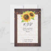 Rustic Sunflower String Lights Wedding RSVP Kaartje (Voorkant)
