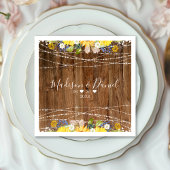 Rustic Sunflower String Lights Wedding Servet