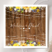 Rustic Sunflower String Lights Wedding Servet