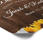 Rustic Sunflower String Lights Welkom Weddenschap Poster (Hoek)