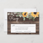 Rustic Sunflower String Lights Wood RSVP Kaartje (Voorkant)