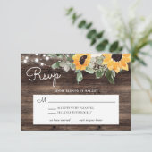 Rustic Sunflower String Lights Wood RSVP Kaartje (Staand voorkant)
