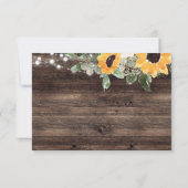 Rustic Sunflower String Lights Wood RSVP Kaartje (Achterkant)