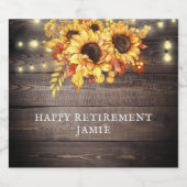 Rustic Sunflower String Lights Wood Sparkling Wijnetiket (Enkel label)