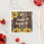 Rustic Sunflower String Lights Wood Sweet 16 Servet (Insitu)