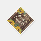 Rustic Sunflower String Lights Wood Sweet 16 Servet (Hoek)