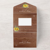 Rustic Sunflower String Lights Wood Wedding All In One Uitnodiging (Buitenkant)