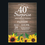Rustic Sunflower Surprise 40th Birthday Invitation Kaart<br><div class="desc">Rustic Sunflower Surprise 40th Birthday Invitation. Floral Flowers en Rustic Wood Background landretro. Vrouwendag. 12e 13e 15e 16e 18e 21e 30e 40e 50e 60e 70e 90e 100e, om het even welke leeftijd. Afdrukbaar digitaal. Voor verdere aanpassing, te klikken gelieve de knoop "van de Aanpassing het"en ons ontwerphulpmiddel te gebruiken om...</div>