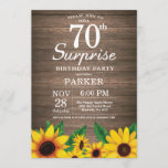 Rustic Sunflower Surprise 70th Birthday Invitation Kaart<br><div class="desc">Rustic Sunflower Surprise 70th Birthday Invitation. Floral Flowers en Rustic Wood Background landretro. Vrouwendag. 12e 13e 15e 16e 18e 21e 30e 40e 50e 60e 70e 90e 100e, om het even welke leeftijd. Afdrukbaar digitaal. Voor verdere aanpassing, te klikken gelieve de knoop "van de Aanpassing het"en ons ontwerphulpmiddel te gebruiken om...</div>