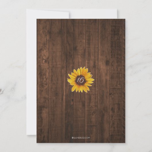 Rustic Sunflower Sweet 16 Birthday String Lights Kaart (Achterkant)