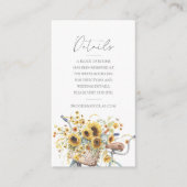 Rustic Sunflower Tandem Bicycle Waterverf Wedding Informatiekaartje (Voorkant)