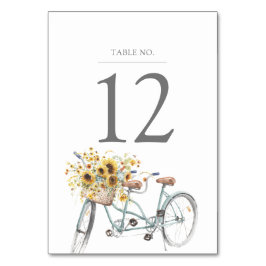 Rustic Sunflower Tandem Bicycle Waterverf Wedding Kaart