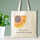 Rustic Sunflower Teacher's Tote Bag<br><div class="desc">Deze bijtende florale Canvas tas van de leraar is versierd met een waterverf zonnebloem in geeltinten. Eenvoudig aan te passen. Om verder uit te geven gebruik het Hulpmiddel van het Ontwerp om de doopvont, de doopvontgrootte, of de kleur te veranderen. Omdat wij ons kunstwerk creëer, zult u dit nauwkeurige afbeelding...</div>