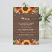Rustic Sunflower Terracotta Roos Wedding Details Informatiekaartje (Staand voorkant)