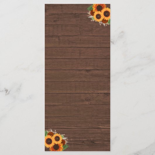 Rustic Sunflower Terracotta Rozen Boho Wedding Menu (Achterkant)