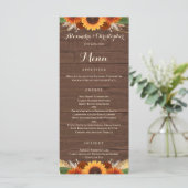 Rustic Sunflower Terracotta Rozen Boho Wedding Menu (Staand voorkant)