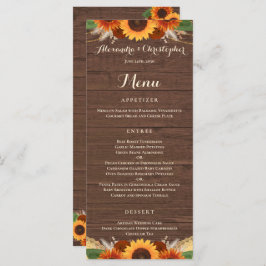 Rustic Sunflower Terracotta Rozen Boho Wedding Menu
