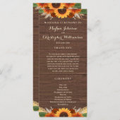 Rustic Sunflower Terracotta Rozen Boho Wedding Programmakaart (Voorkant / Achterkant)