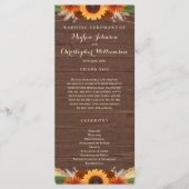 Rustic Sunflower Terracotta Rozen Boho Wedding Programmakaart (Voorkant)