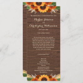 Rustic Sunflower Terracotta Rozen Boho Wedding Programmakaart