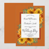 Rustic Sunflower Terracotta Rozen Country Weddensc Kaart (Voorkant / Achterkant)