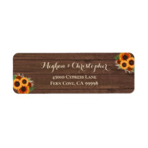 Rustic Sunflower Terracotta Wedding Return Address