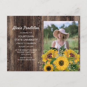 Rustic Sunflower Trunk Party Dorm Shower Uitnodiging Briefkaart