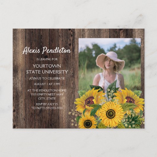 Rustic Sunflower Trunk Party Dorm Shower Uitnodiging Briefkaart (Voorkant)