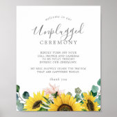 Rustic Sunflower Unplugged Ceremony Wedding Sign Poster (Voorkant)