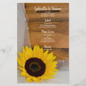 Rustic Sunflower Veil Country Barn Wedding Menu (Voorkant)