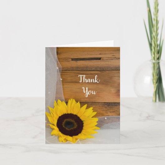 Rustic Sunflower Veil Country Bridesmaid Thank You Bedankkaart (Voorkant)