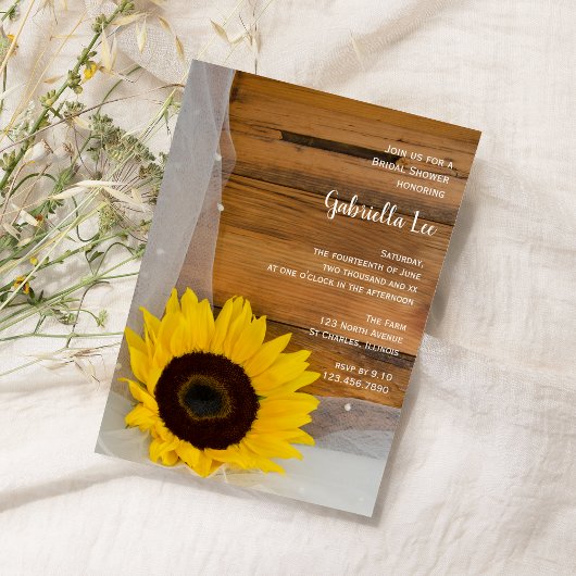 Rustic Sunflower Veil Land Vrijgezellenfeest Kaart