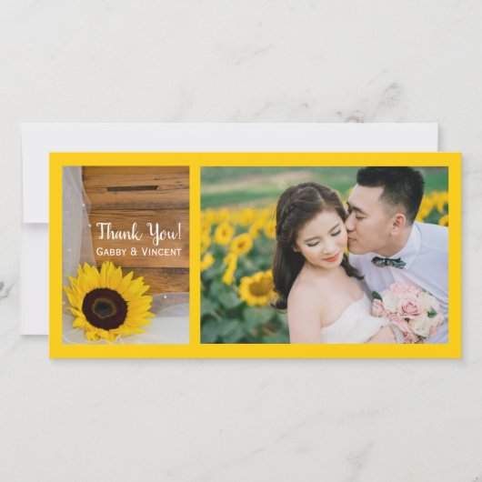 Rustic Sunflower Veil Weddenschap Bedankt (Voorkant)